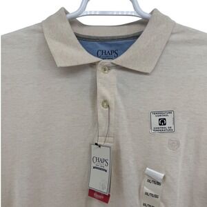 CHAPS Mens XXL Beige Classic Fit Short Sleeve Polo Shirt Temperature Control NWT